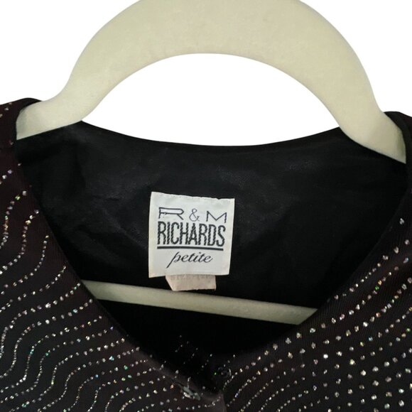 R&M Richards Vintage 1980 Petite Black Sequined Embellished Cardigan Jacket 12P - Picture 3 of 9